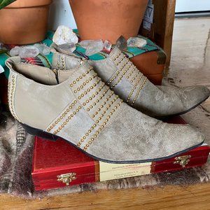 Anine Bing Taupe Low Charlie Studded Booties, sz40